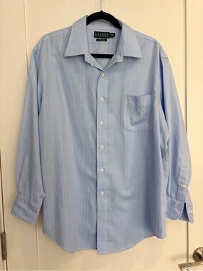 Lauren Ralph Lauren Men’s Non-Iron Blue Herringbone Dress Shirt 17 32/33